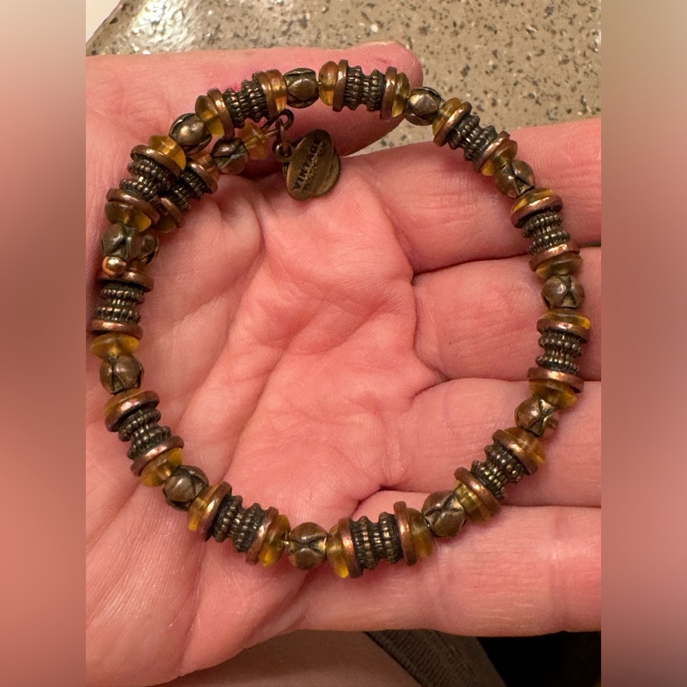 Alex & Ani Citrine Copper Beaded Bracelet Bangle